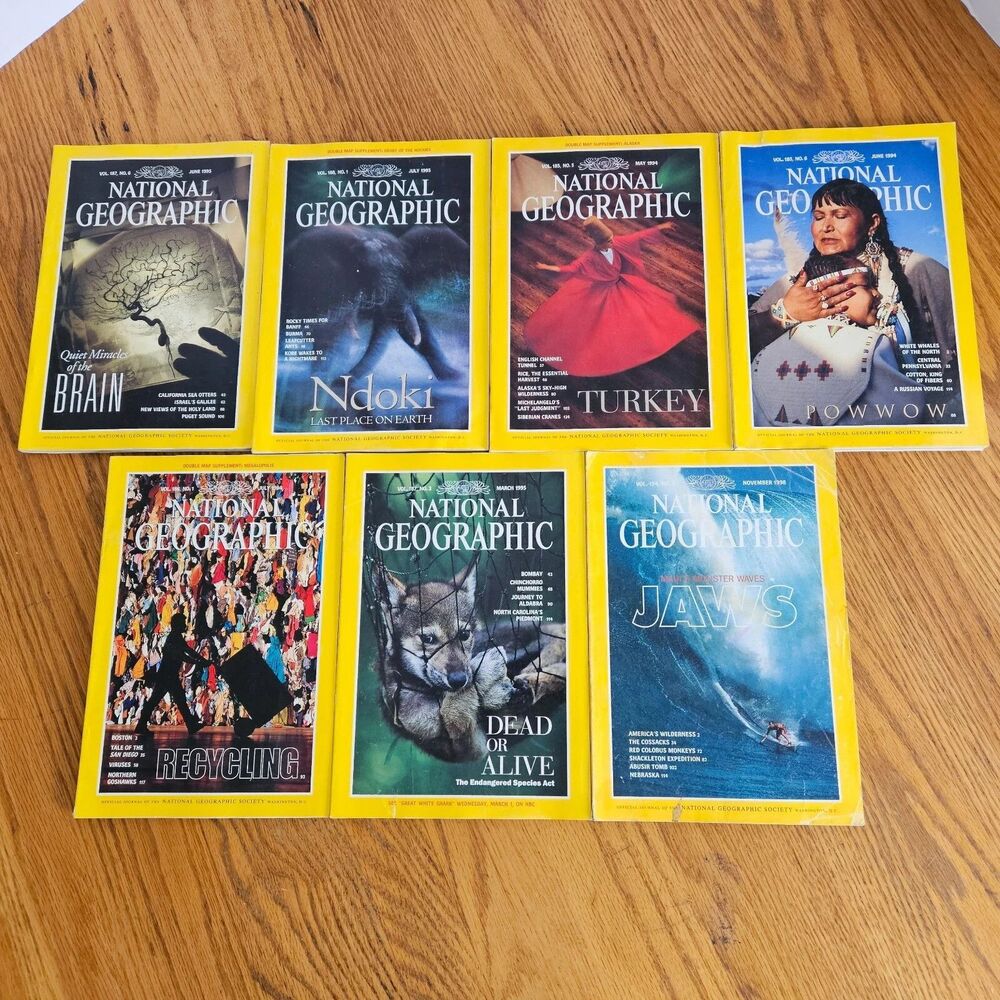 National Geographic Magazine  Vtg 1994, 1995, 1998 Lot of 7 Issues